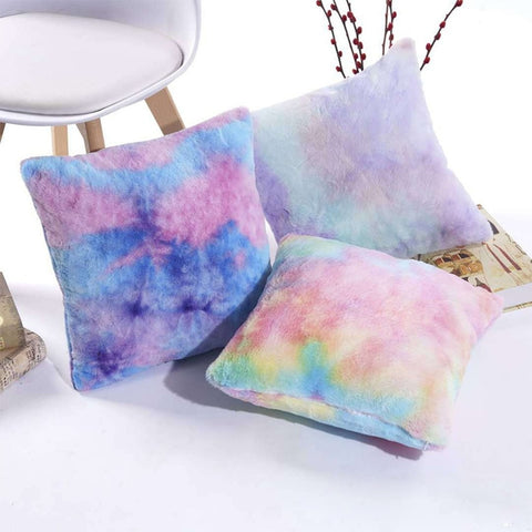 Gradient Faux Fur Short Plush Cushion Cover