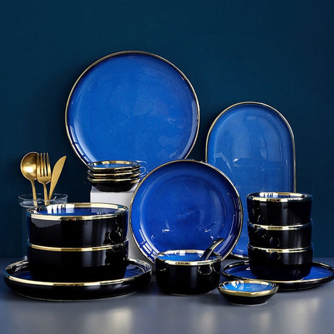 Blue Ceramic Dinnerware Set Plate