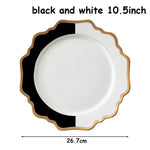 Black And White Plate Set Sunflower Tray