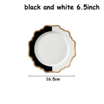 Black And White Plate Set Sunflower Tray