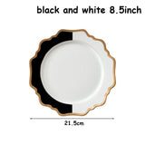 Black And White Plate Set Sunflower Tray