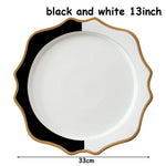 Black And White Plate Set Sunflower Tray